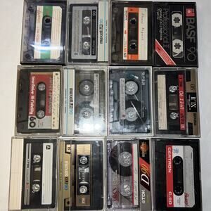Lot 12 Prerecorded Blank Cassette Tapes for Re-Recording